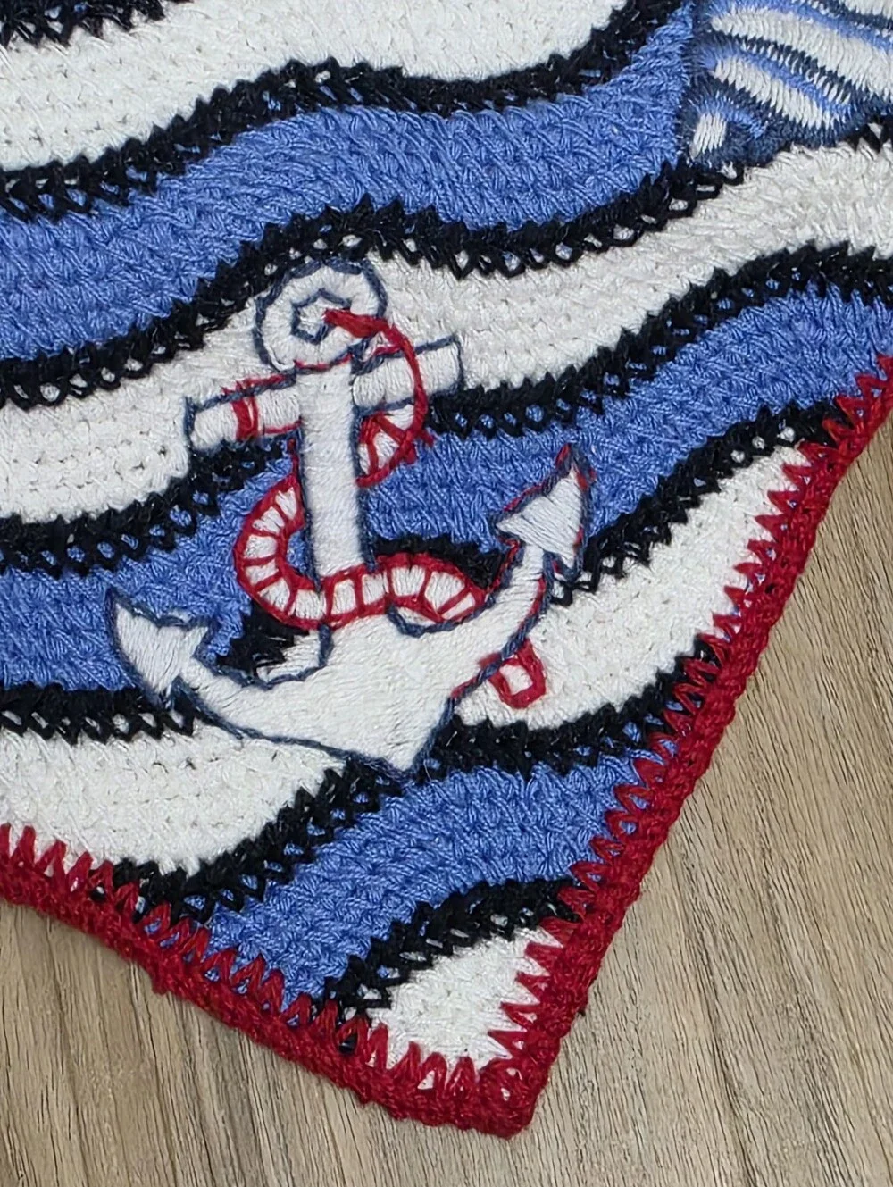 🔺️NWT Blue Nautical Anchor, Starfish & Shell Crochet Hair Bandana